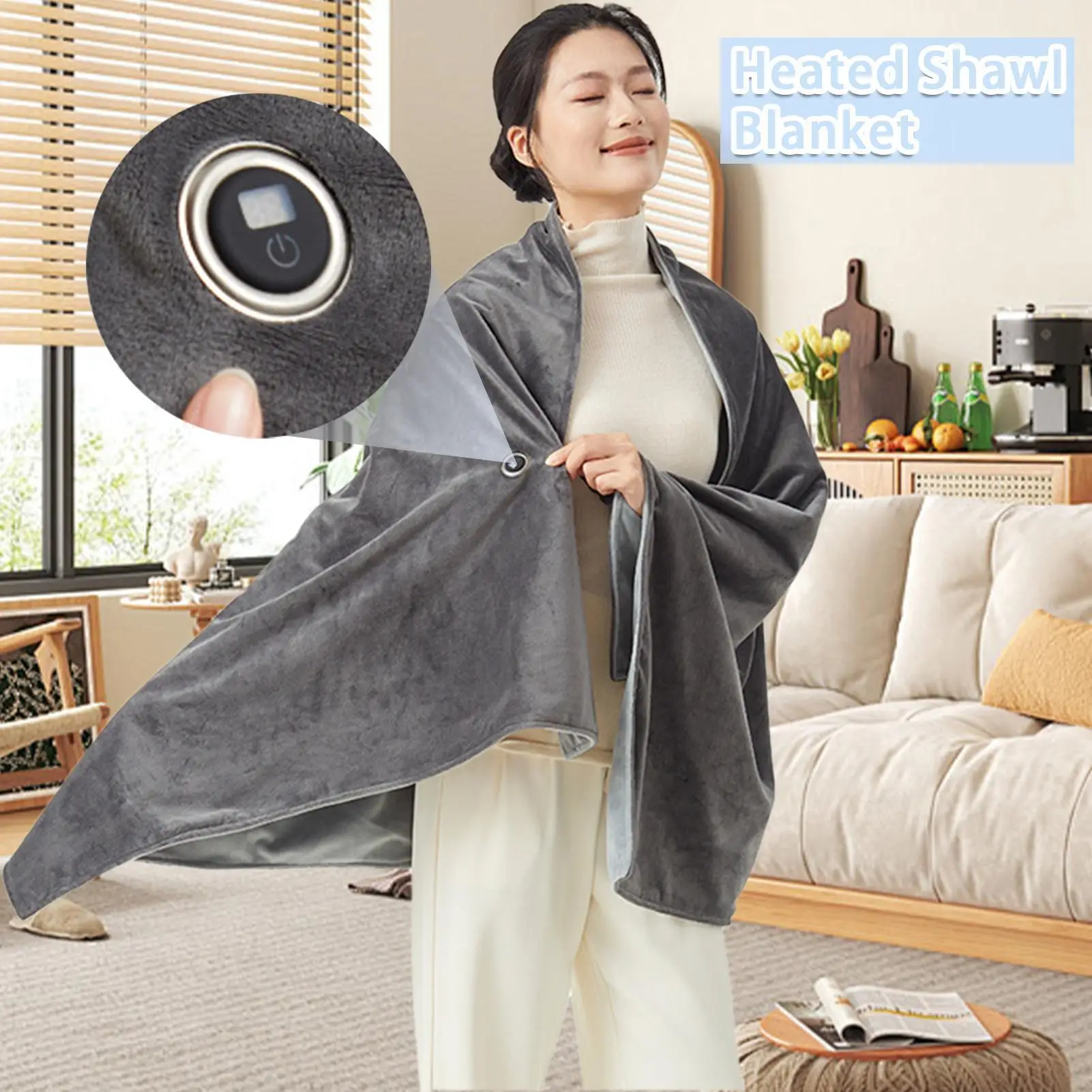 Electric Blanket Cordless Rechargeable Heating Blanket 3-Level Adjustable Heater Shawl For Indoor Home Studio Car Travel Camping