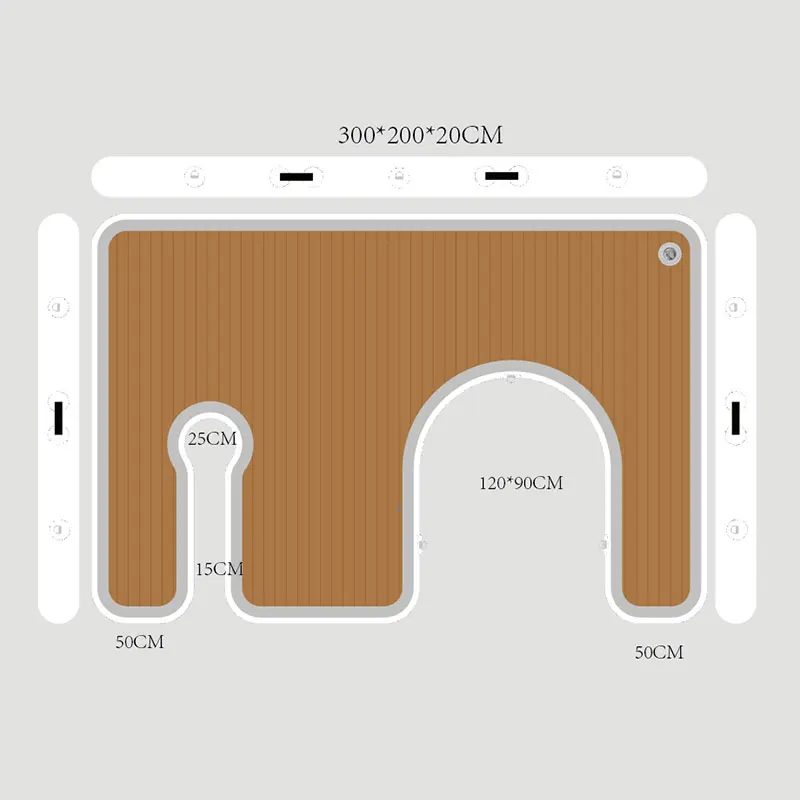

3M Inflatable Yacht Motor Boat Jet Ski Floating Platform Portable Water Swim Island Lake Mat