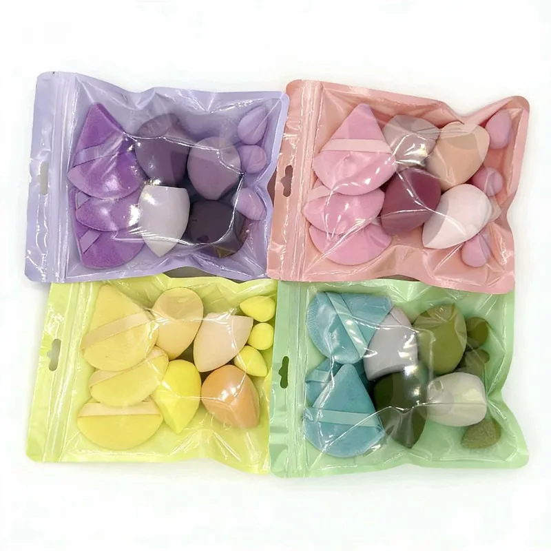 10Pcs All-Purpose Makeup Sponge Set Cosmetic Blender Beauty Eggs Velvet Triangle Powder Puff Finger Puffs Make Up Accessories