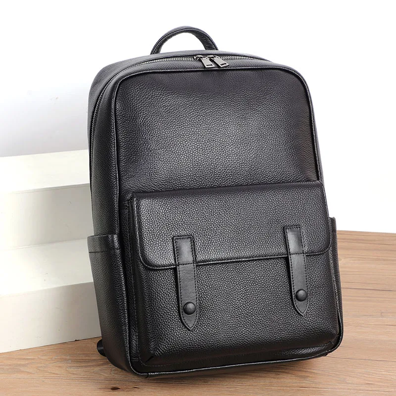 High Quality Genuine Leather Men\'s Backpack Large Capacity Laptop Bag School Backpack Male Shoulder Bag Leather Travel Backpacks