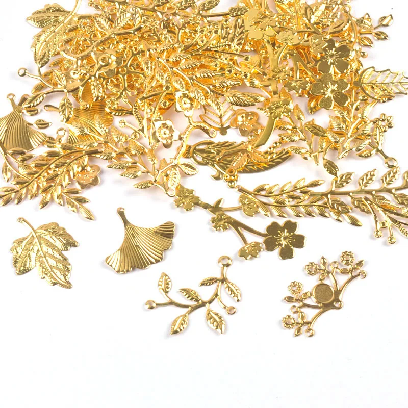 Mixed Gold Leaf Filigree Wraps Metal Crafts Connectors For Making Jewelry Accessories DIY Scrapbook Handicraft Home Decor yk0912