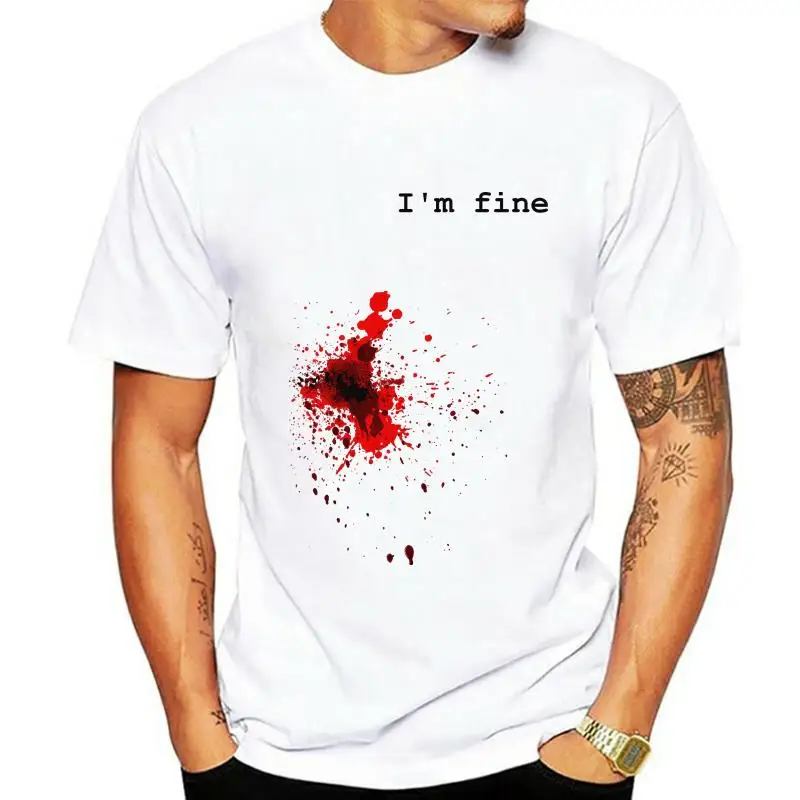 Im Fine T-Shirt Blood Stain Splatter Halloween Gunshot Stab Wound Men Lady L326