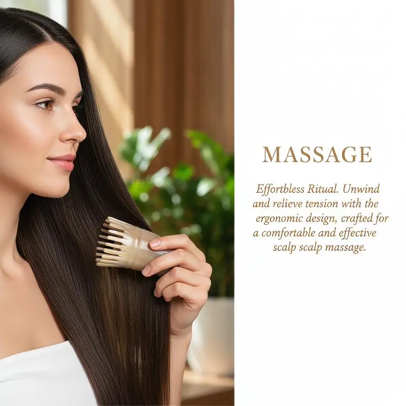 Wide Tooth Horn Comb for Hair Scrubbing Natural Hair Care and Meridian Massage