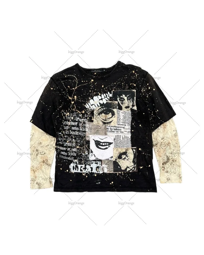 

Повседневная винтажная свободная футболка в стиле панк, готический буквенный мультяшный принт, женский Y2K 2025, повседневная футболка большого размера в стиле Харадзюку в стиле ретро, мужская уличная одежда