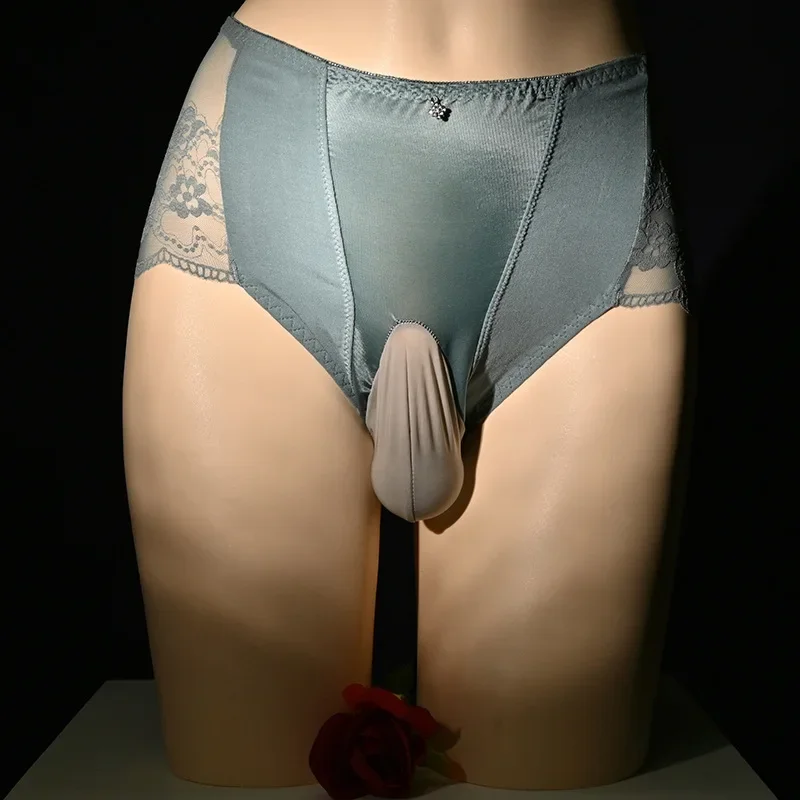 

Large Size Crossdressing Sexy Lingerie Men's Modal Lace High Waist Briefs Bullet Separation Underpant Gay Sissy Pouch Knickers