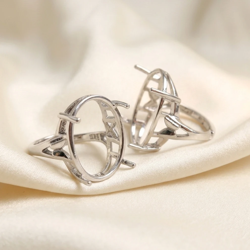 Brass Oval Ring Blanks 18*24mm, Filigree Butterfly Prong Semi Mount Setting for Gemstone Resin, DIY Ring Jewelry Findings