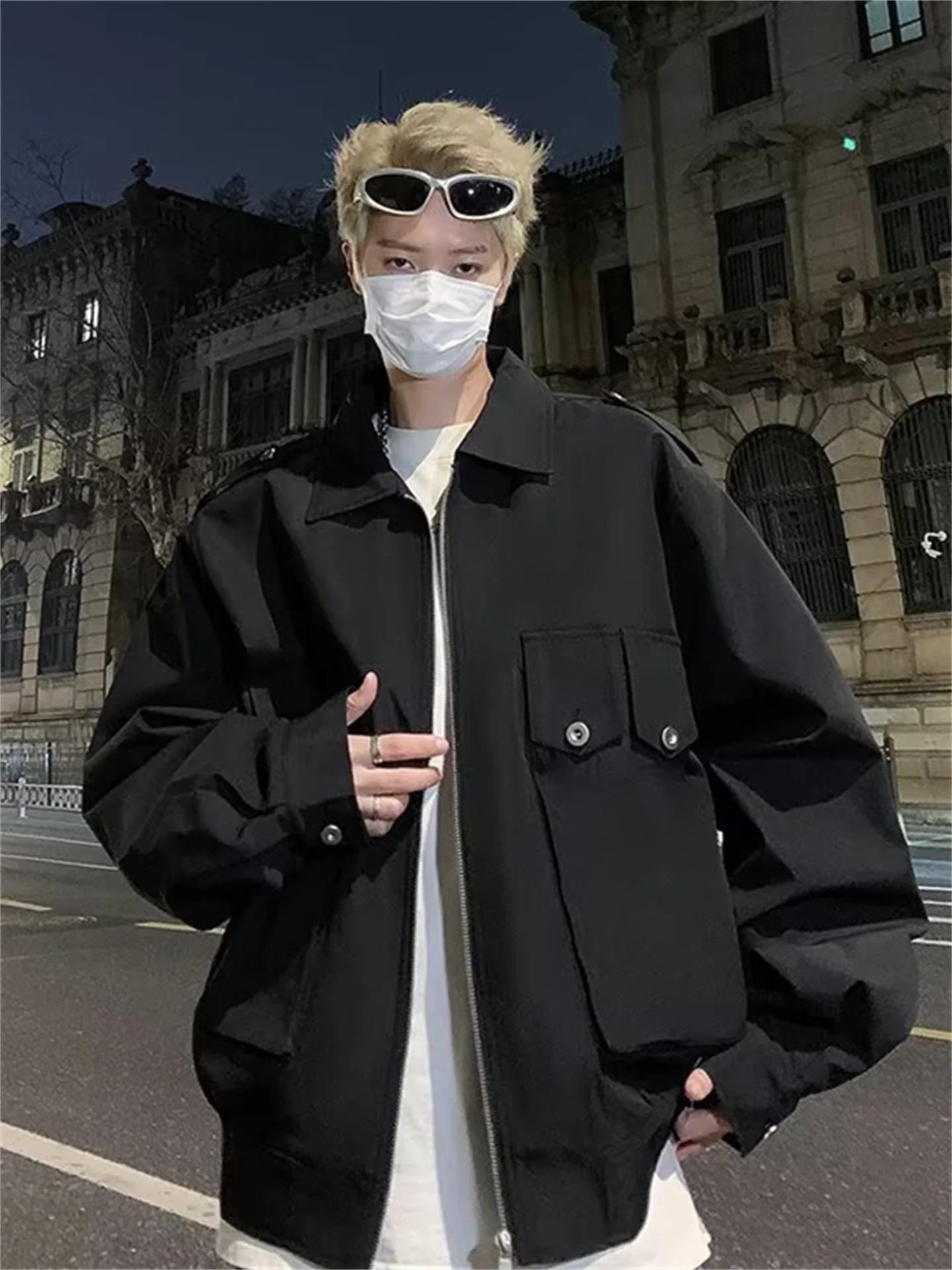 

American High Street Workwear Jaet Men's Trendy Design Casual Street Cool Baseball Sle Pilot Jaet Loose Fit Youth