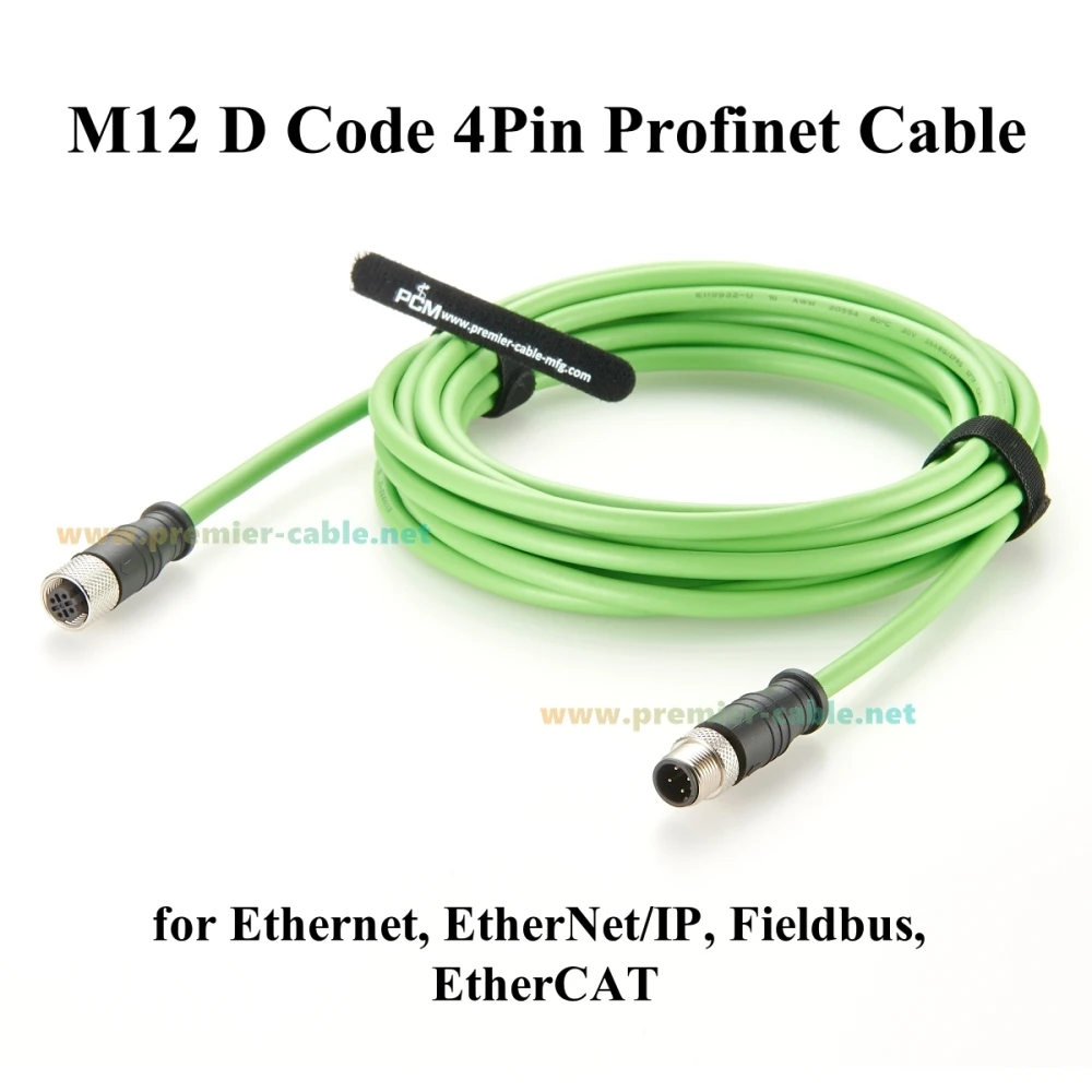 Profinet M12 4 Pin D Code Male to Female Extension Cable Waterproof Shielded Cat5 Ethernet High Flex Cable for Industrial Camera