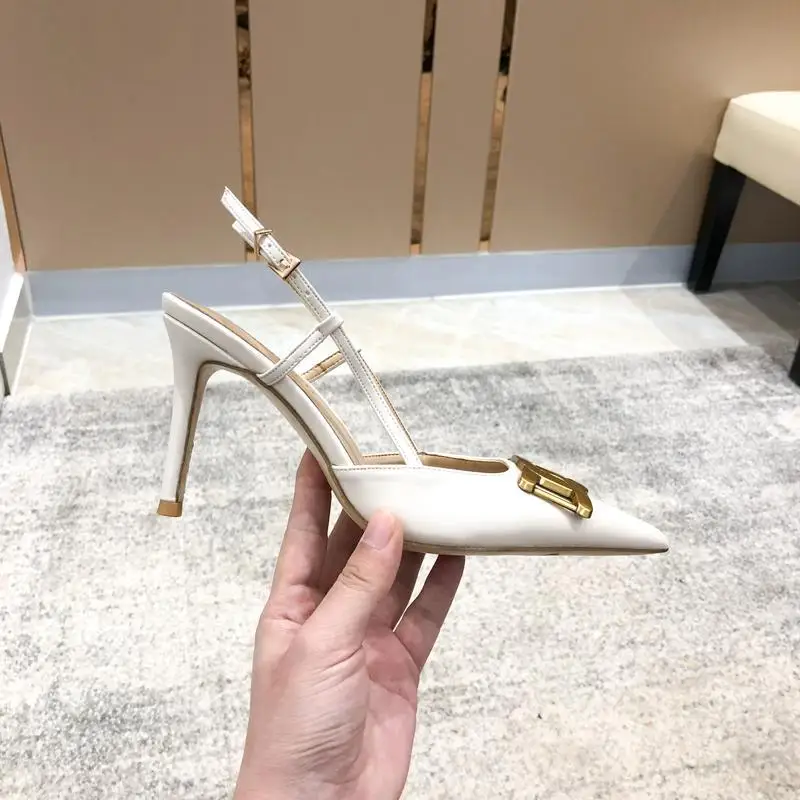 2024 Summer New High Quality Metal Buckle Design Thin Heeled Pointed Sandals Fashion Party Banquet Sexy Women's High Heels