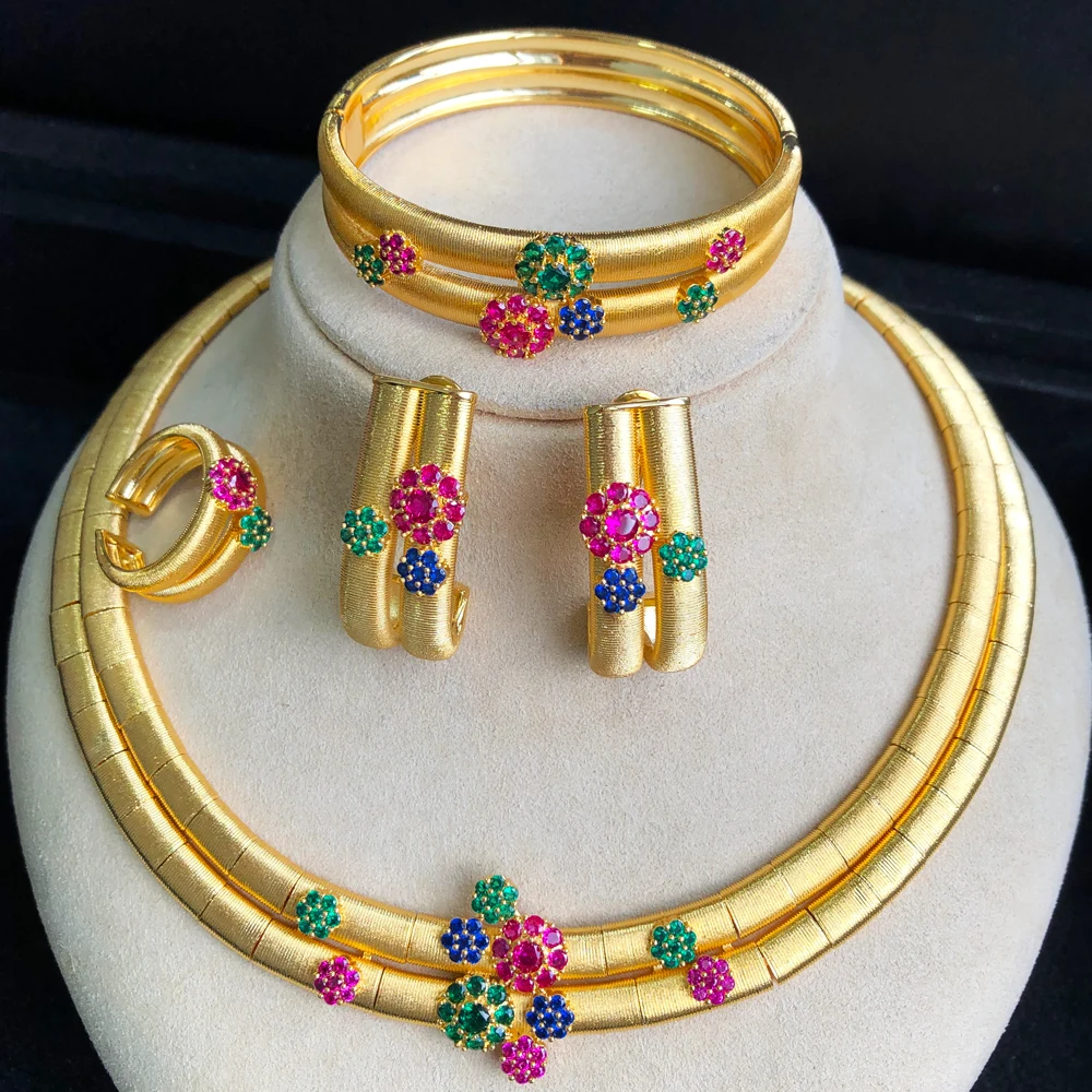 GODKI Simple Multicolor African Jewelry Sets for Women Wedding Luxury Naija Jewelry Set Cubic Zirconia Dubai Bridal Jewelry Sets