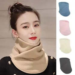 Double Layer Fleece Neck Warmer Thickened Warmth Women's Scarf Winter Fashion Women's Scarf-collar Snood Scarf Plush Neckerchief