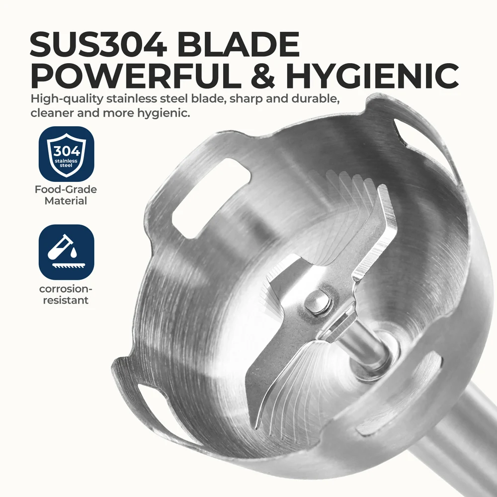 Frullatore elettrico a immersione Frullatore manuale multiuso 6 in 1, lame in acciaio inossidabile, casa e cucina, MAX 1500 W