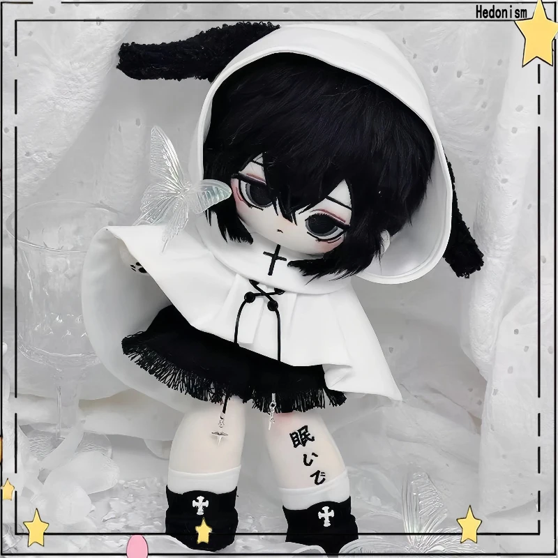

For 20cm 25cm 30cm Cotton Doll Clothing Fashion White Cape Top Black Tassel Short Skirt Shoes Scarf Doll Dressing Accessories