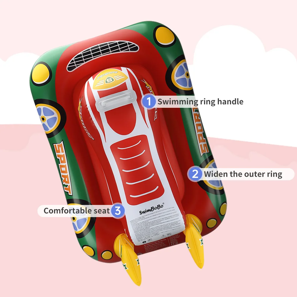 Swimbobo Kids Inflatable Swimming Seat Float New Cool Motorboat Ring Floating Thicken PVCFor Summer Baby Swim CircleWater Toy