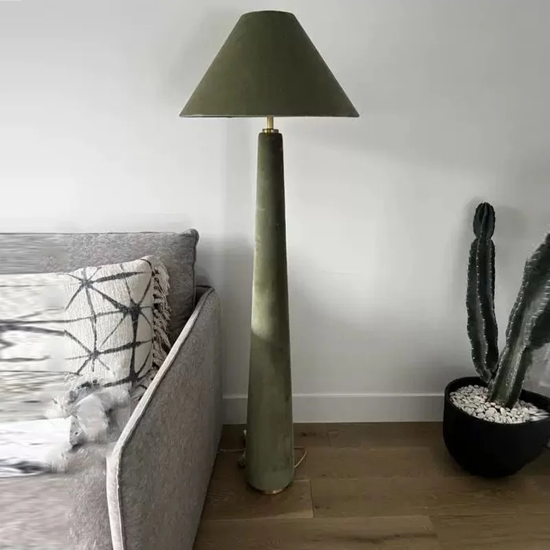 

Nordic Floor Lamp, Fabric Lampshade, Green, Dimmable Lighting, Metal Stand, Dining Room, Villa, Modern Home Lustre