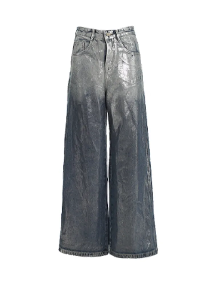 Imagem -05 - Deat-calça Jeans de Cintura Alta Feminina de Revestimento Reto Casual Leve Grafite Solta Perna Larga Nova Moda Primavera 2023 29l6687h