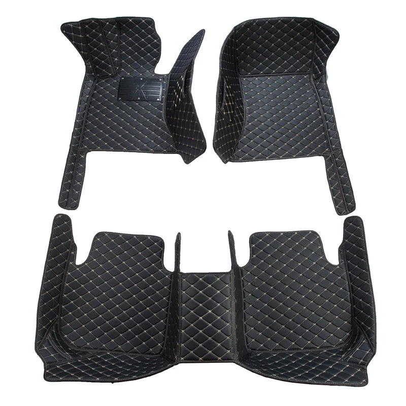 Linen Diamond Pattern Fully Surrounded Special Pedal Car Mats for Standard Fit General Purpose Non-Slip Easy-Clean Full Set