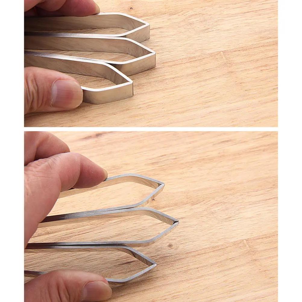 3Pcs Fish Bone Tweezers Premium Stainless Steel Accurate Handmade Food Tweezers for Kitchen Restaurant Bone Removal