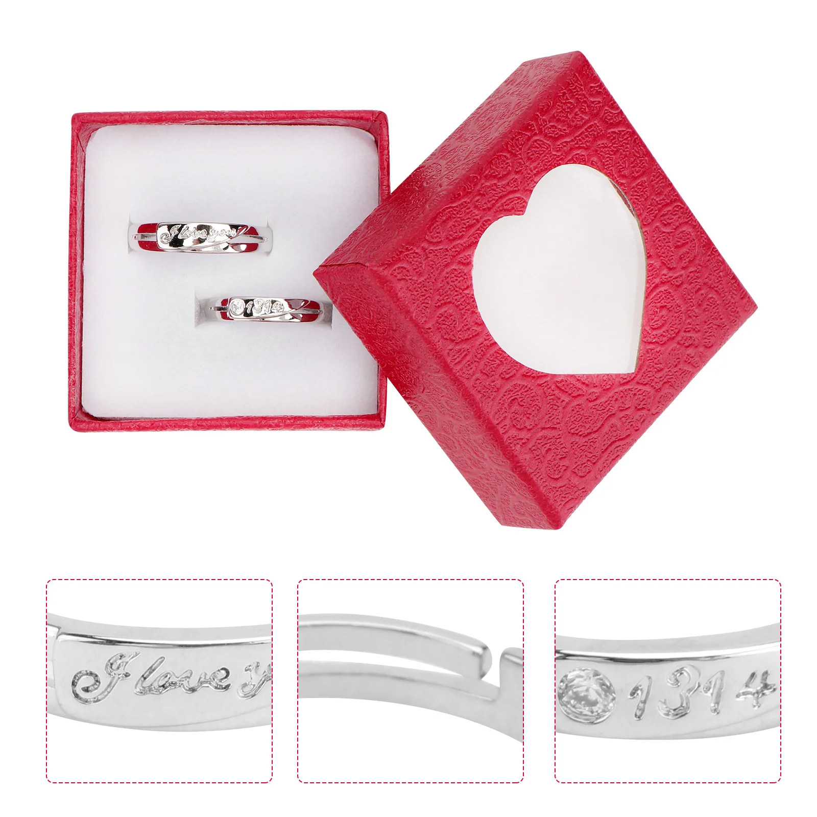 

1 Pair Couple Rings For Him Her Romantic Decorative Finger Jewelry Lightweight Durable Ring Set Gift