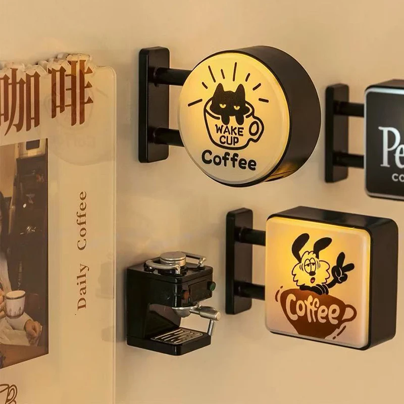 Hot Mini Lightbox Fridge Magnet Coffee Japanese Creative Tourism Souvenir Magnetic Luminous Light Box Home Decoration Adult Gift