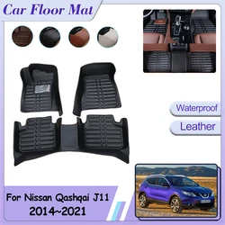 For Nissan Qashqai J11 Rogue Sport 2014~2021 Car Floor Mat Foot Parts Custom Leather Panel Liner Covers Rug Interior Accessories