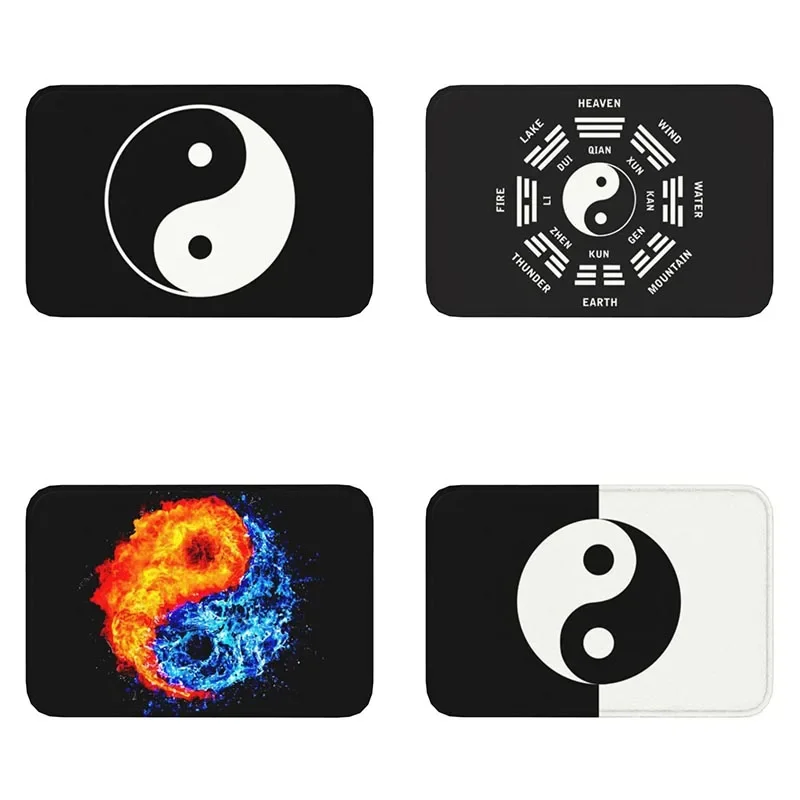 Black and white yin  yang tai chi gossip carpet entrance door mat non-slip living room porch  home decoration