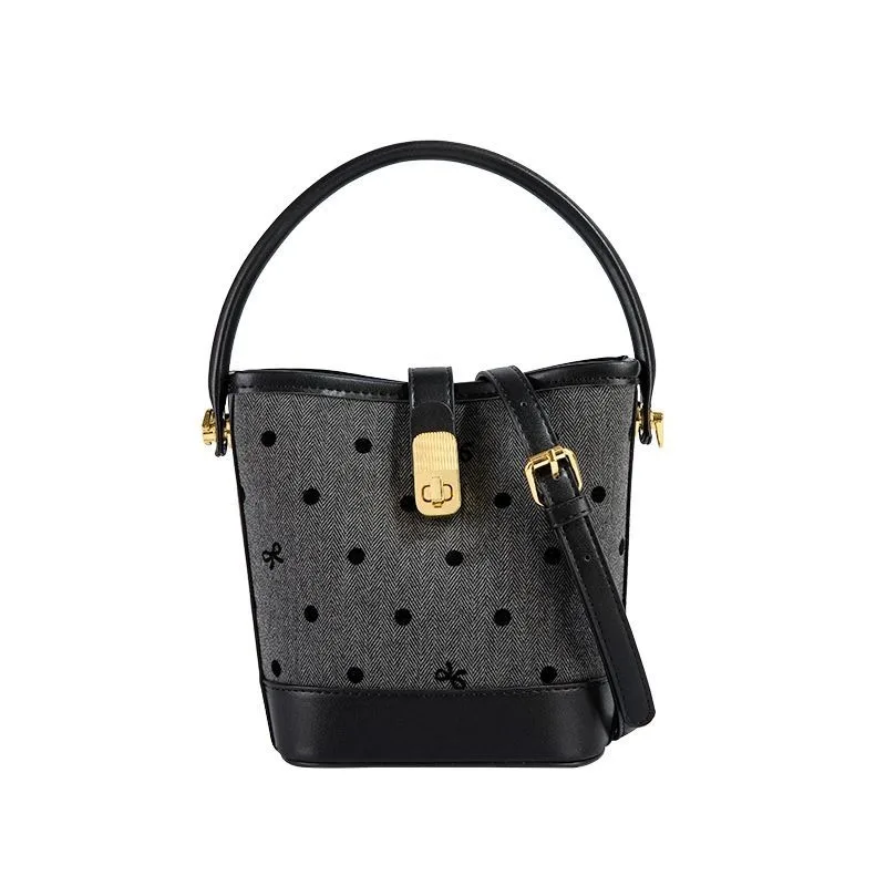 

Niche Polka Dot Bucket Bag Women's Spring Summer New Shoulder Bag Messenger Bag Women' Handbag High Quality High Appearance Leve