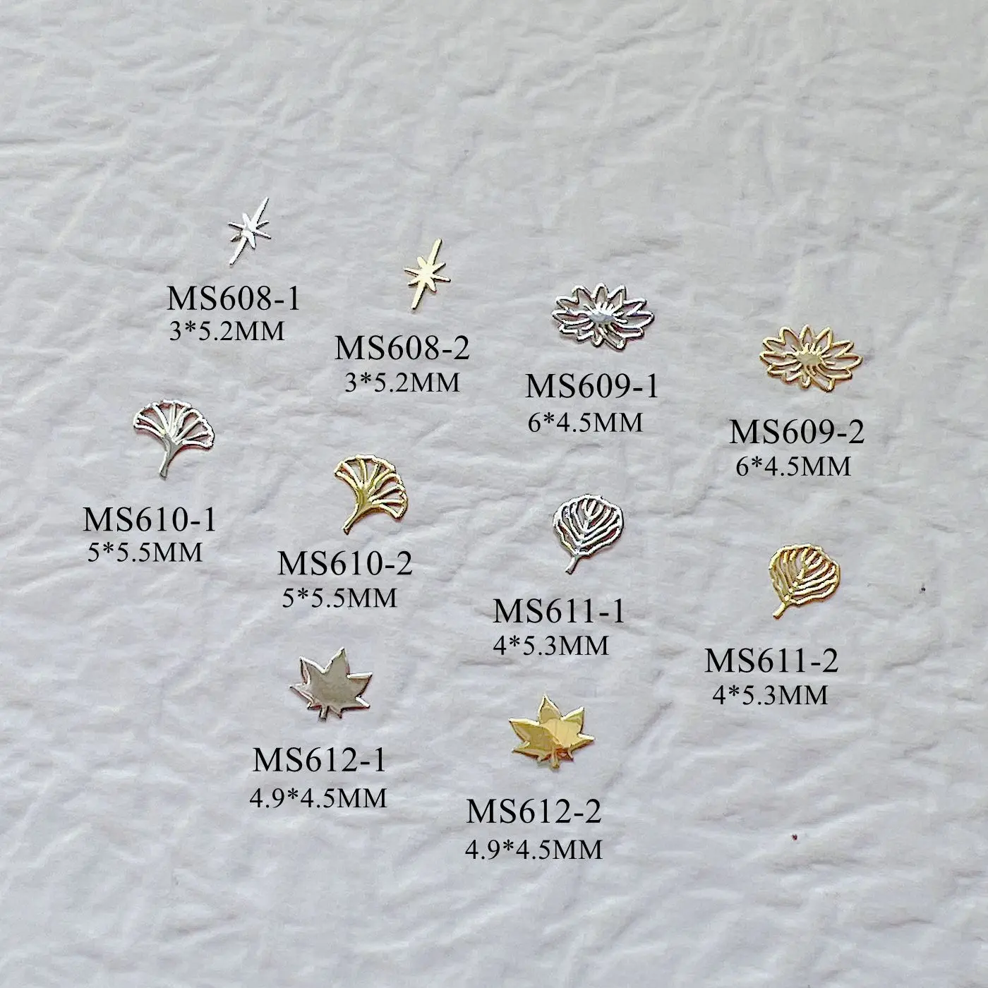 100pcs Metal Sticker Nail Art Metal Sticker Nail Art Decoration Non-adhesive Sticker Star Maple M45