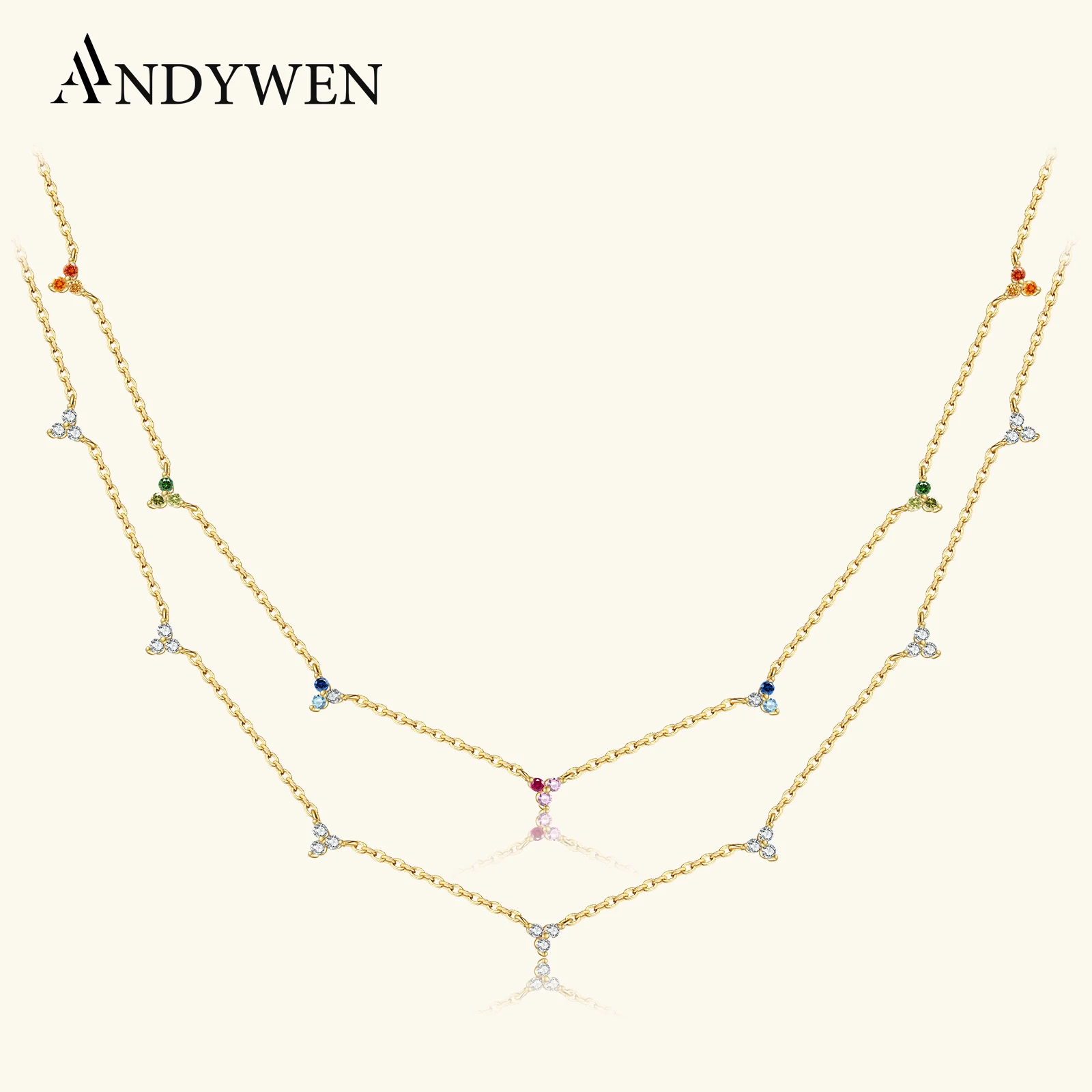 

ANDYWEN 925 Sterling Silver Clear Zircon CZ Charm Luxury Choker Necklace 2021 Women Wedding Party Jewelry Gift Valentiens