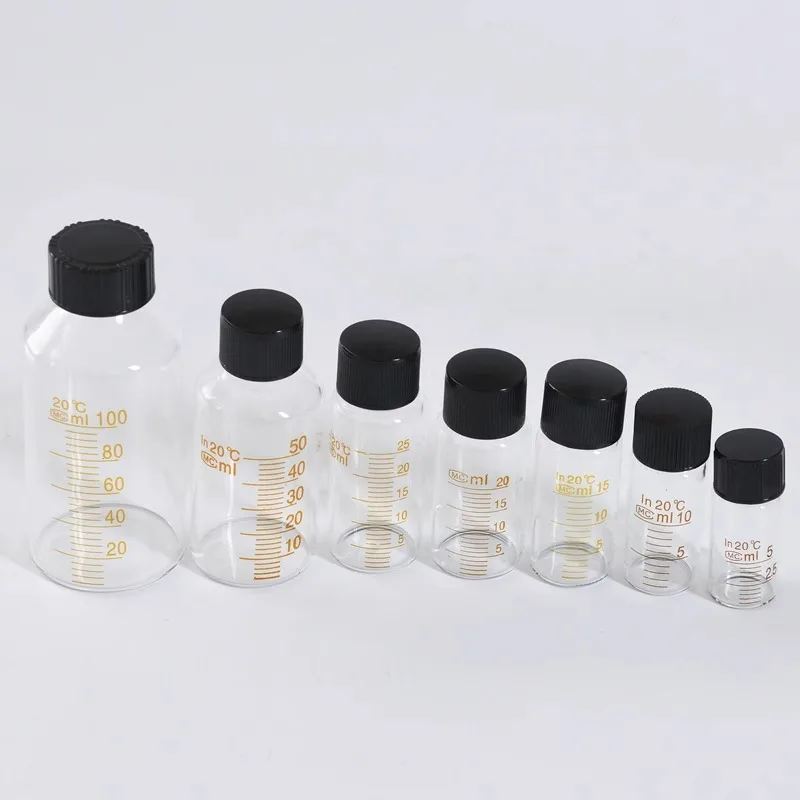 5ml to 1000ml Lab Graduated Round Borosilicate Glass Serum Reagent Bottle Graduation Sample Vials