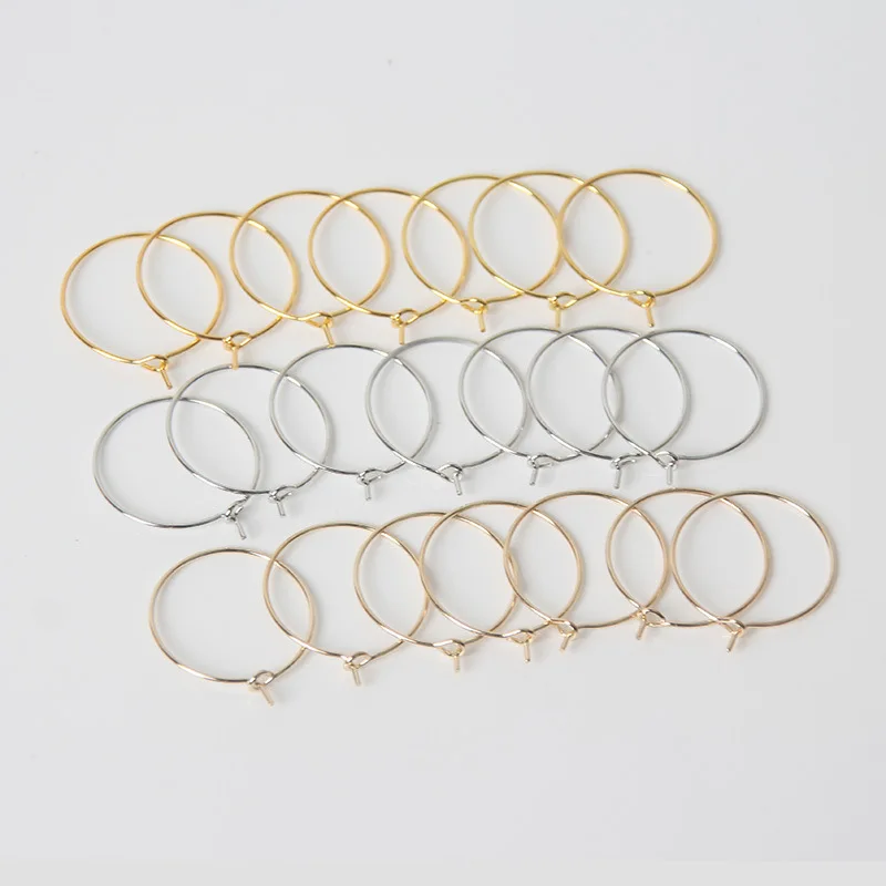 50PCS/Lot Gold Silver 19mm Round Circular Hook Earrings Ear Hoops Needle DIY Jewelry Findings Accessories