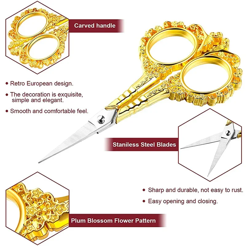 빈티지 바느질 가위, 스테인레스 스틸 재단사 가위, 날카로운 바느질 가위, DIY 공예 바느질을 위한 레트로 자수 가위, 1 개
