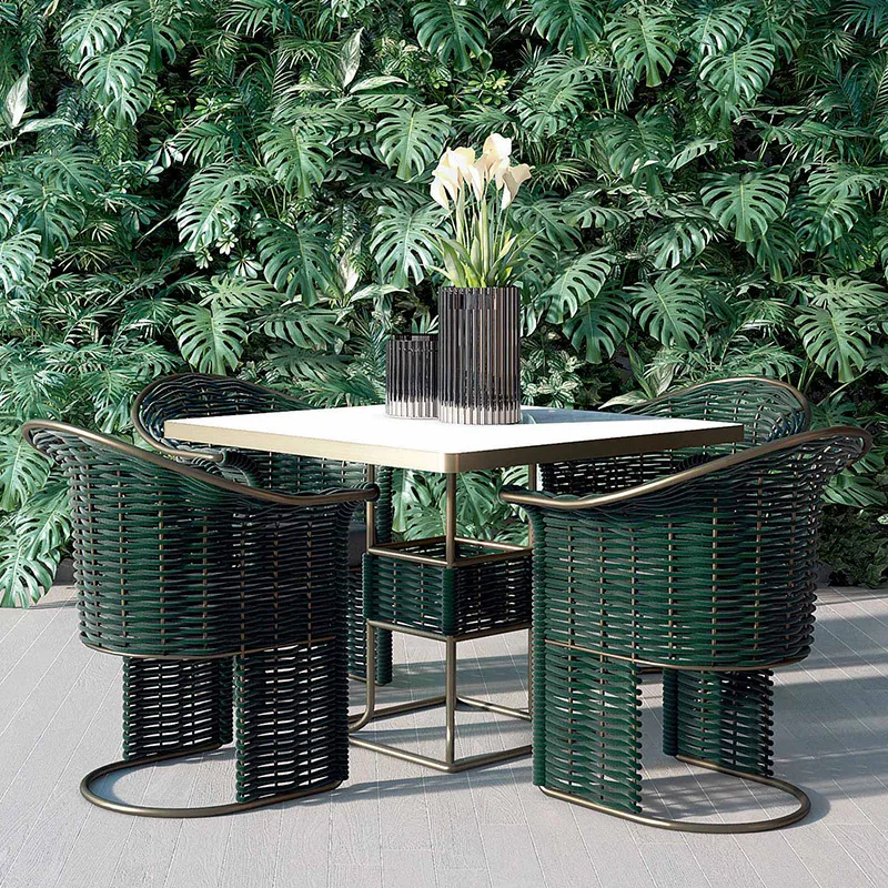 Outdoor table and chair combination courtyard outdoor rattan chair three-piece open-air designer hotel leisure rattan sofa