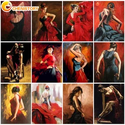 CHENISTORY Paint By Number Dancer Set Wall Art Pictures Oil Painting By Numbers Women Drawing Canvas Home Decoration DIY Gift