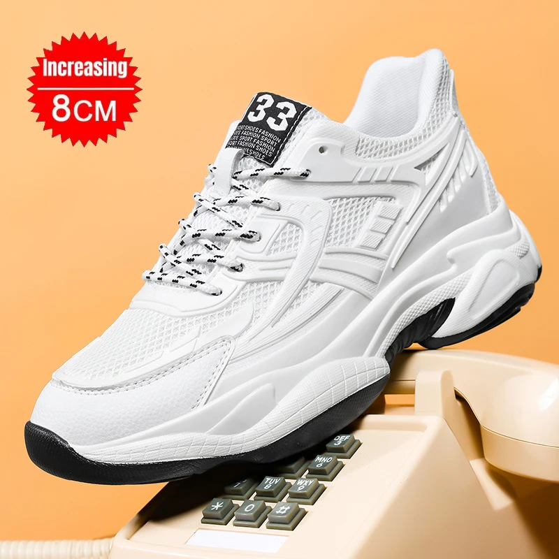 8cm Elevator Shoes Board Shoes Men Skateboard Loafers Man Platform Sport Casual Sneakers Hidden Height Increase Lifts Shoes
