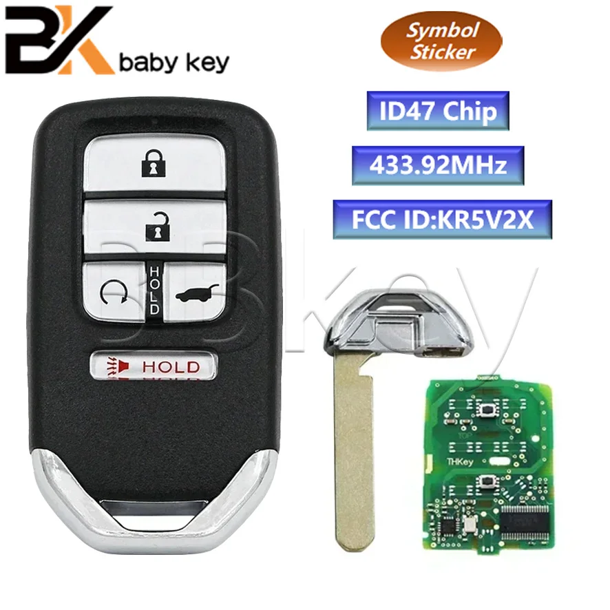 

BB Key for Honda Accord Civic Jazz CRV HRV XRV Grace Pilot Venzel 434MHz ID47 Chip FCC ID:KR5V2X Keyless Go Smart Remote Car Key