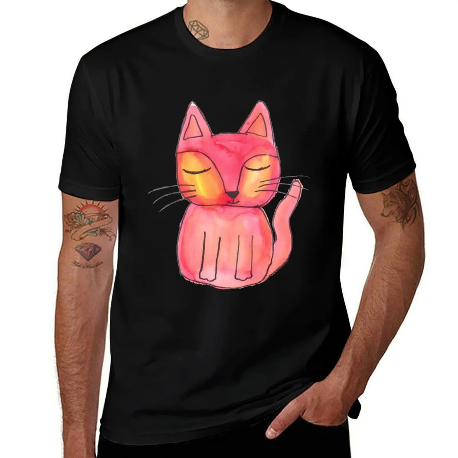 Apricot Cat T-Shirt Street Art Print Tee Shirt