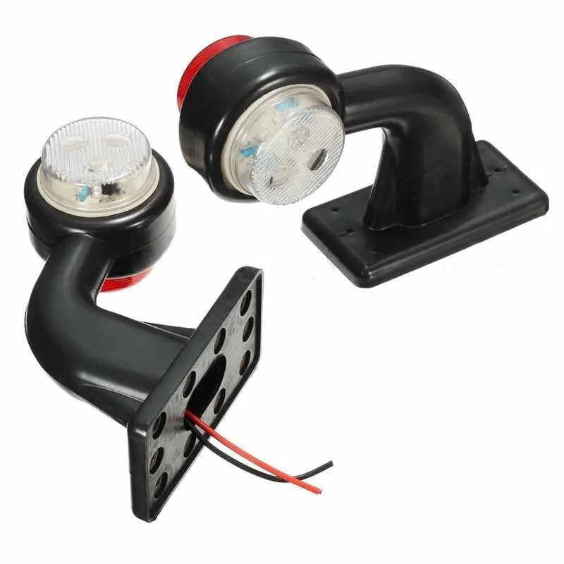 

2x светодиодный локоть прицепа грузовика, резиновый боковой габаритный фонарь, белый, красный, контурный индикатор зазора для грузовых автомобилей, фургонов, караванов, мультивольт