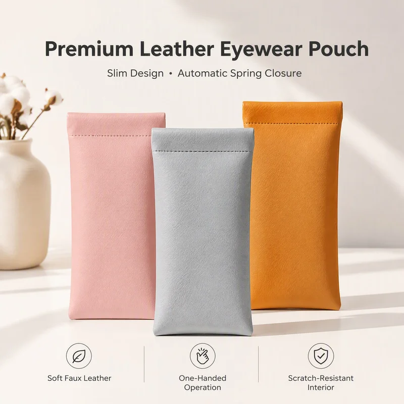 Self‑Closing Glasses Pouch, Dust‑proof Anti‑Scratch Portable Storage Bag for Sunglasses Lipstick Small Daily Accessories
