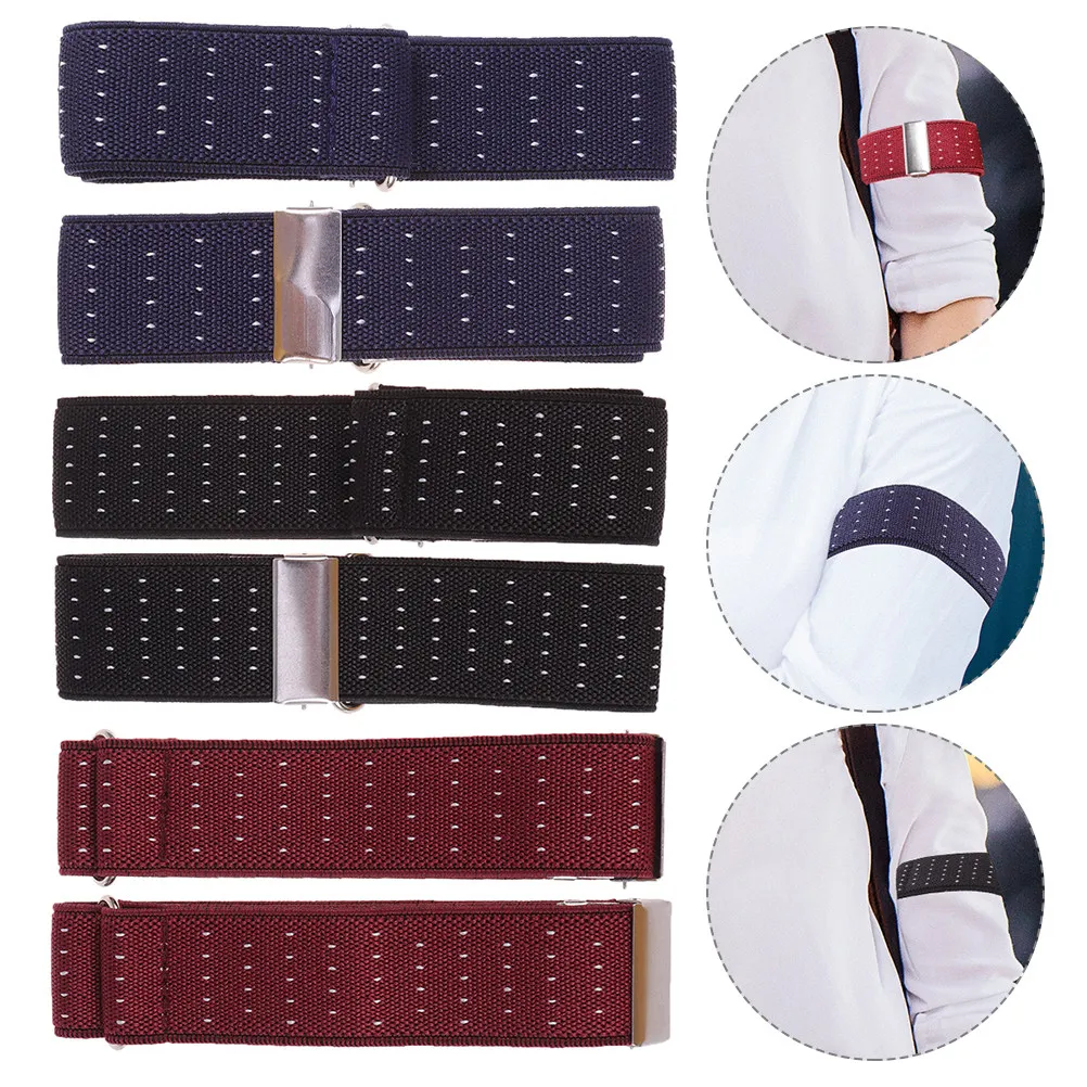 

3Pairs Anti Slip Sleeve Garters Unisex Shirt Sleeve Holders Adjustable Nylon Shirt Keepers for Men Women Formal Everyday Use