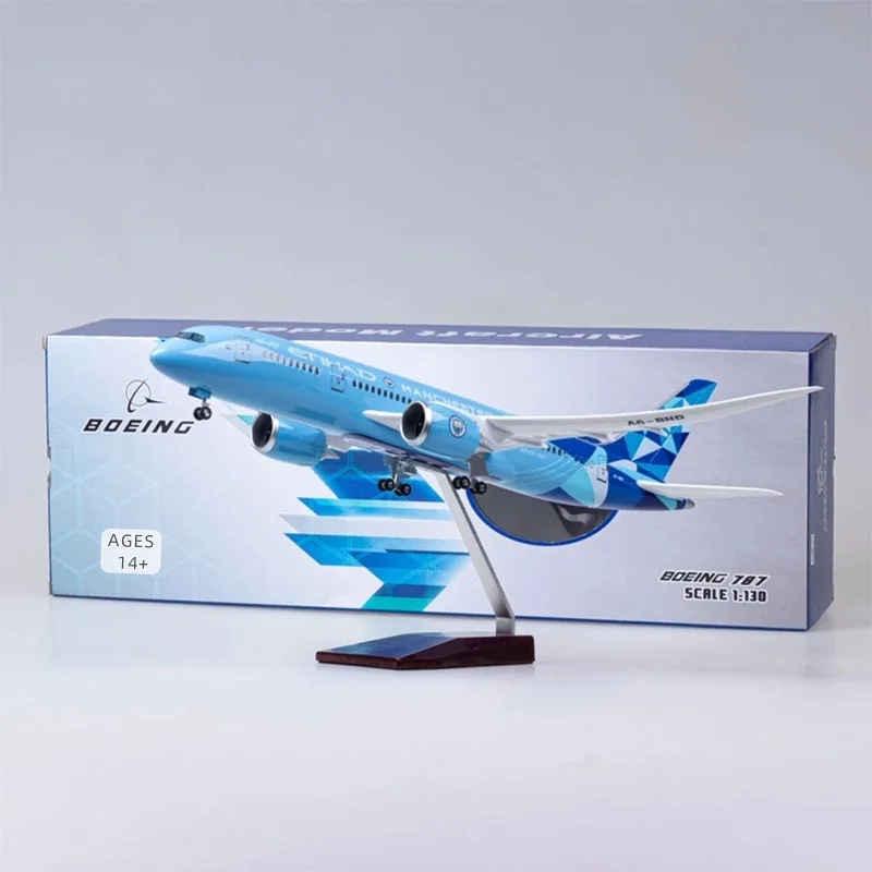 1/130 Scale 43cm Jet Resin Aircraft Model Dreamair Etihad B787 Model (with Lighting And Wheels) Suitable As A Gift And Collectib