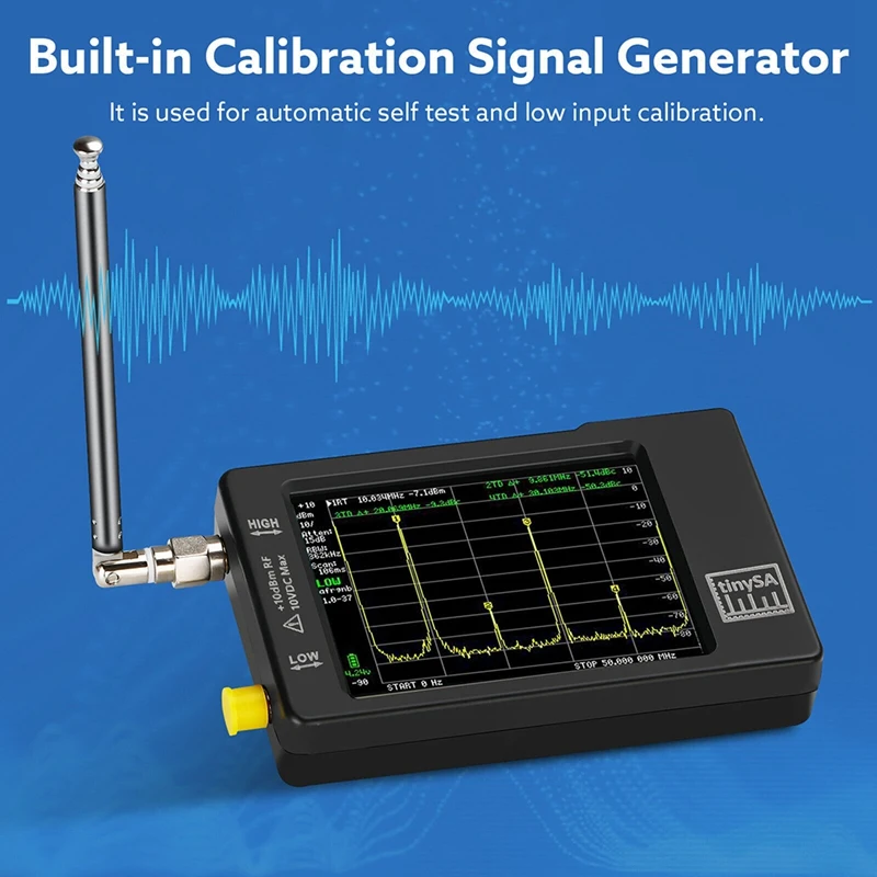 2.8 Inch Touch Screen Spectrum Analyzer For 0.1MHZ-350MHZ And UHF Input For 240MHZ-960MHZ Frequency Analyzer Black