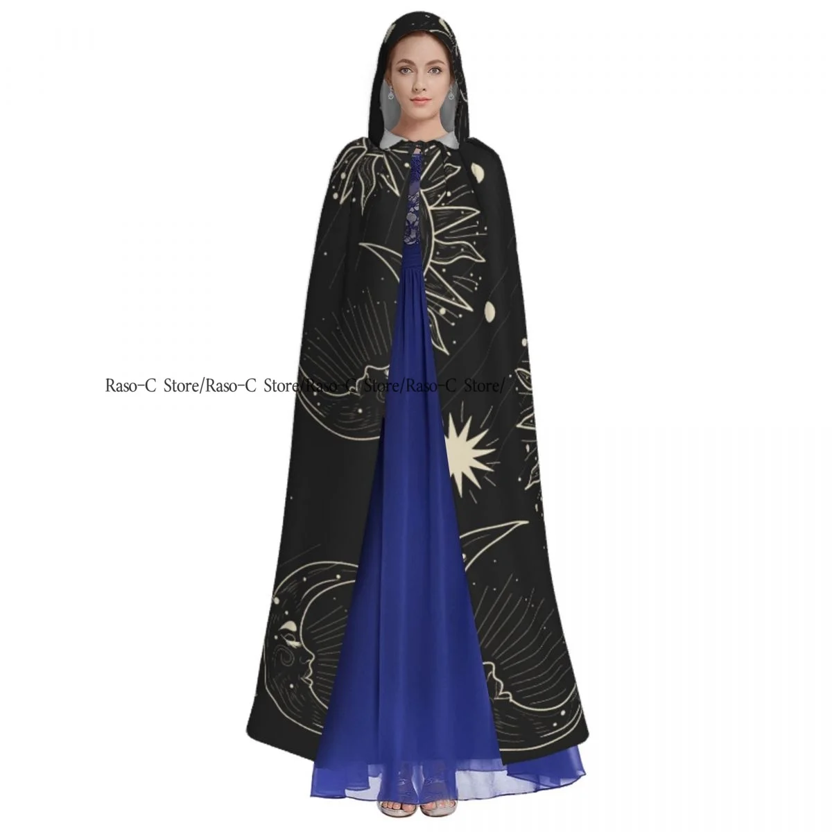 Unisex Adult Zodiac Tarot Cloak with Hood Long Witch Costume Cosplay