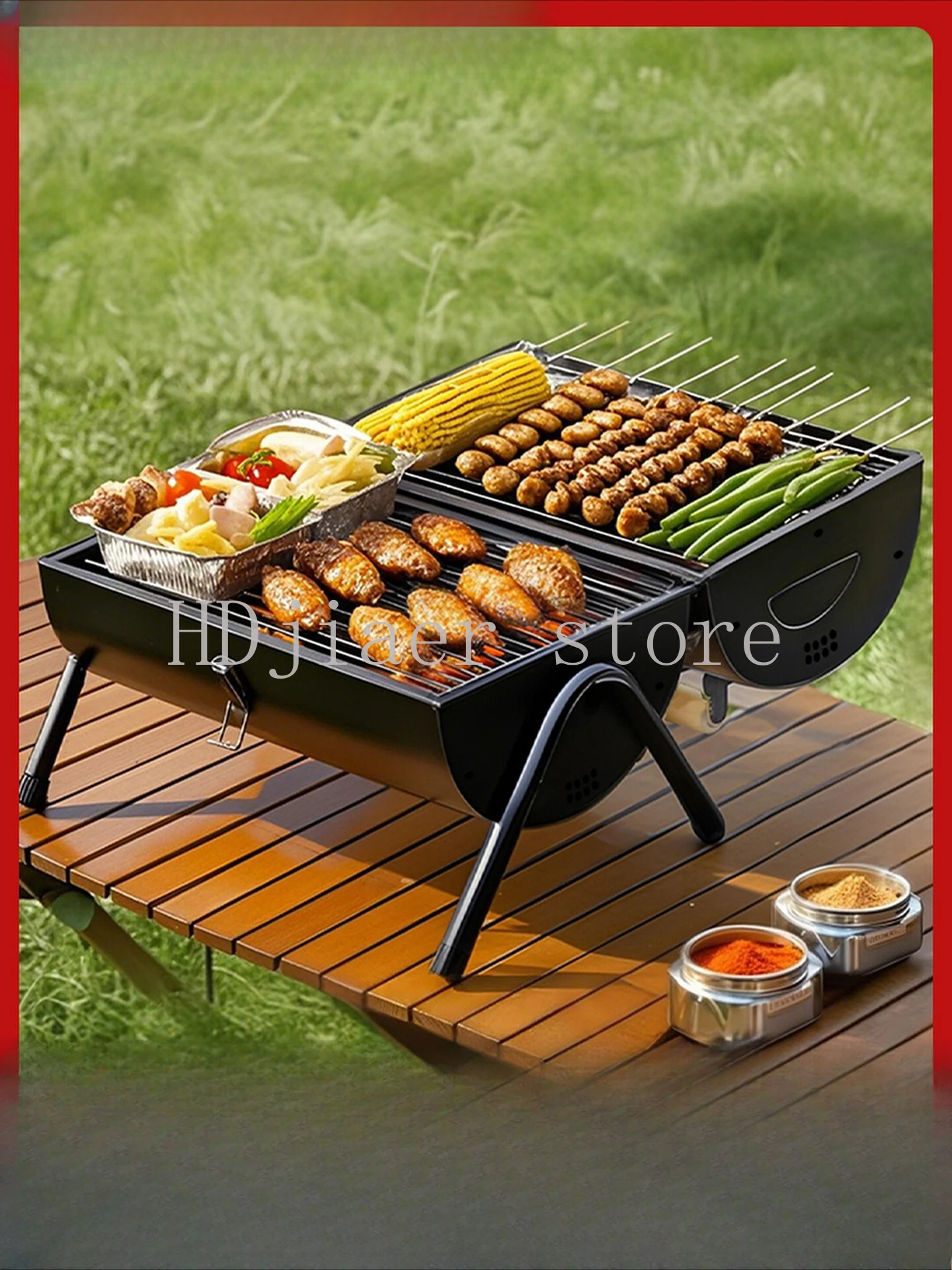 

Barbecue grill, foldable, portable and easy to carry, essential charcoal grill for outdoor, home use and camping barbecues