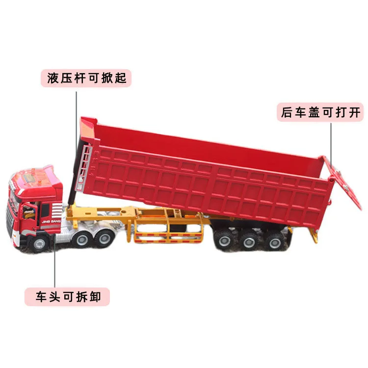 1/50 Scale Tipper Truck Alloy Diecast Toy Model Dump Engineering Transport Truck  Light Pull Back Collection Gifts For Kids B251