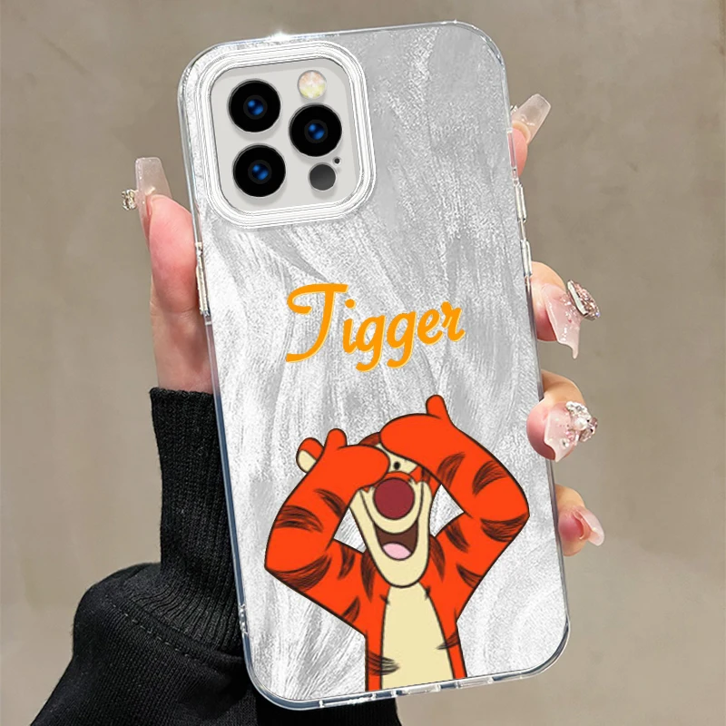 Tigger And Winnie The Pooh For iPhone 15 14 13 12 11 XS X XR 8 7 Pro Max Plus Feather Yarn Silicone Phone Case