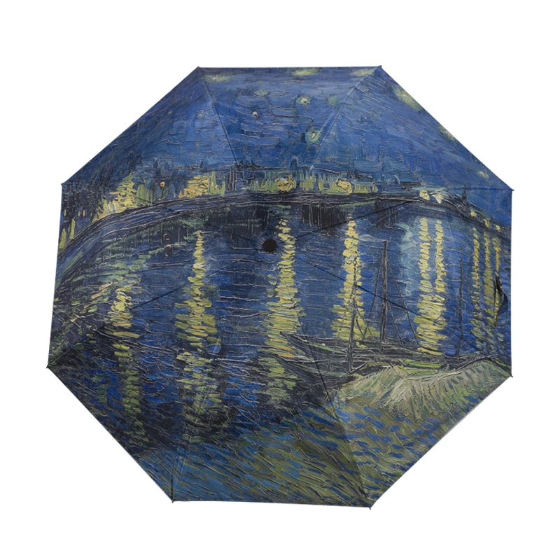 Small Fresh Umbrella Oil Painting Automatic folding Umbrella，umbrella for women men，Umbrella male，wind and water resistant