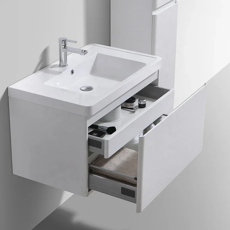 Design personalizado branco móveis de banheiro banheiro membrana pvc armários de vaidade toliet móveis espelho gabinete