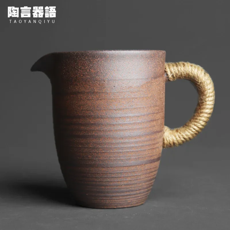 Jingdezhen Handmade Rock Mineral Clay Gong Dao Cup Vintage Coarse Ceramics Unglazed Gongfu Tea Brewing Set Tea Sea Partitioner