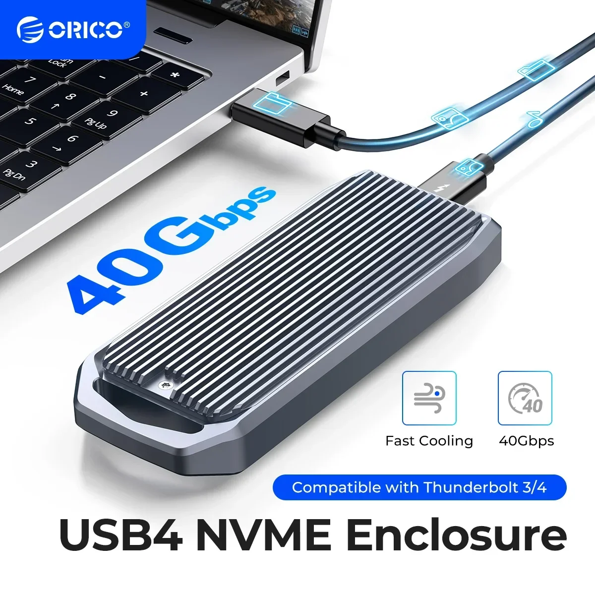 ORICO USB4 M.2 SSD Case 40Gbps M2 NVMe Case Compatible with Thunderbolt 3 4 USB3.2 USB 3.1 3.0 Type-C Multiple Protocols